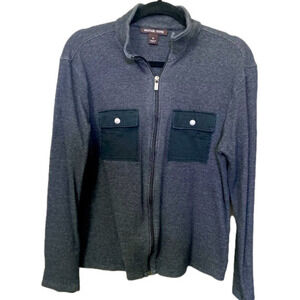 Michael Kors zip up sweater gray with black pockets size medium